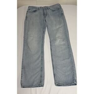 Levis 514 Jeans Mens 34x34 Light Wash Blue Denim Straight Leg 100% Cotton Casual